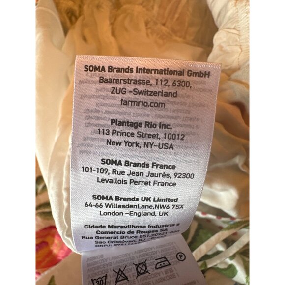 Farm Rio XS Floral Puff Sleeve Smocked Mini Dress Tie Ruffle Details Multicolor - Picture 7 of 7